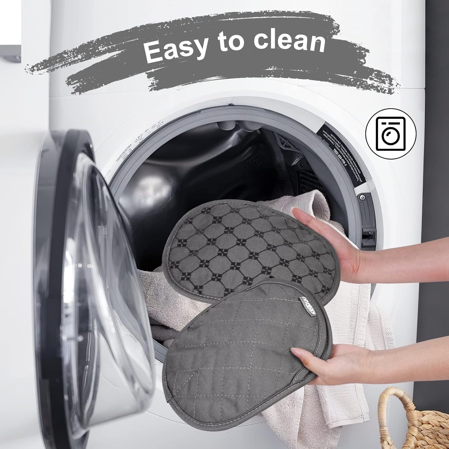 Pot Holders 2pcs Sets,Oven Hot Pads with Silicone Non-Slip Coating,Heat Resistant Potholders for Kitchen Baking Cooking