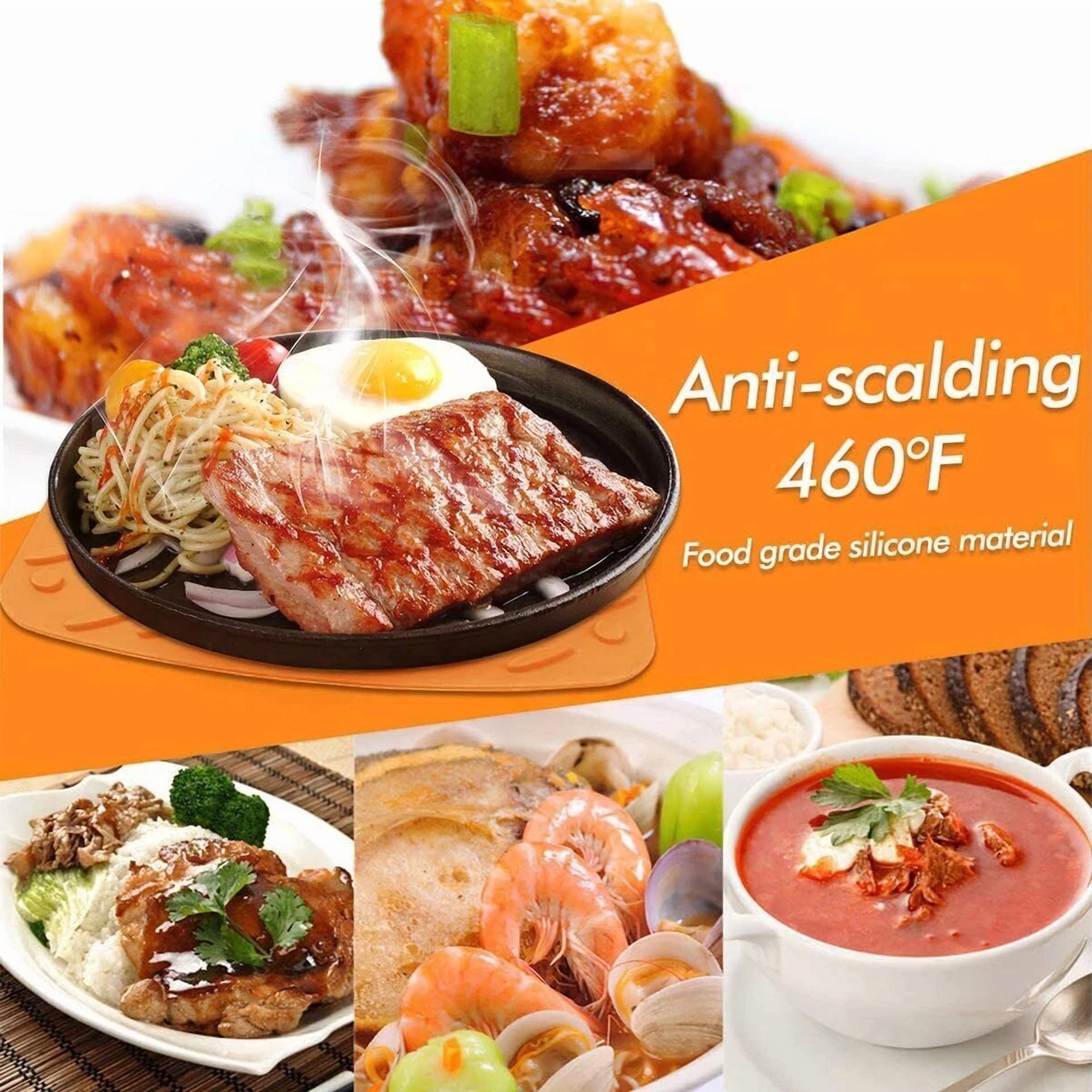 4Pcs Silicone Pot Holder Placemat Heat Resistant Non Slip Mats Washable Kitchens