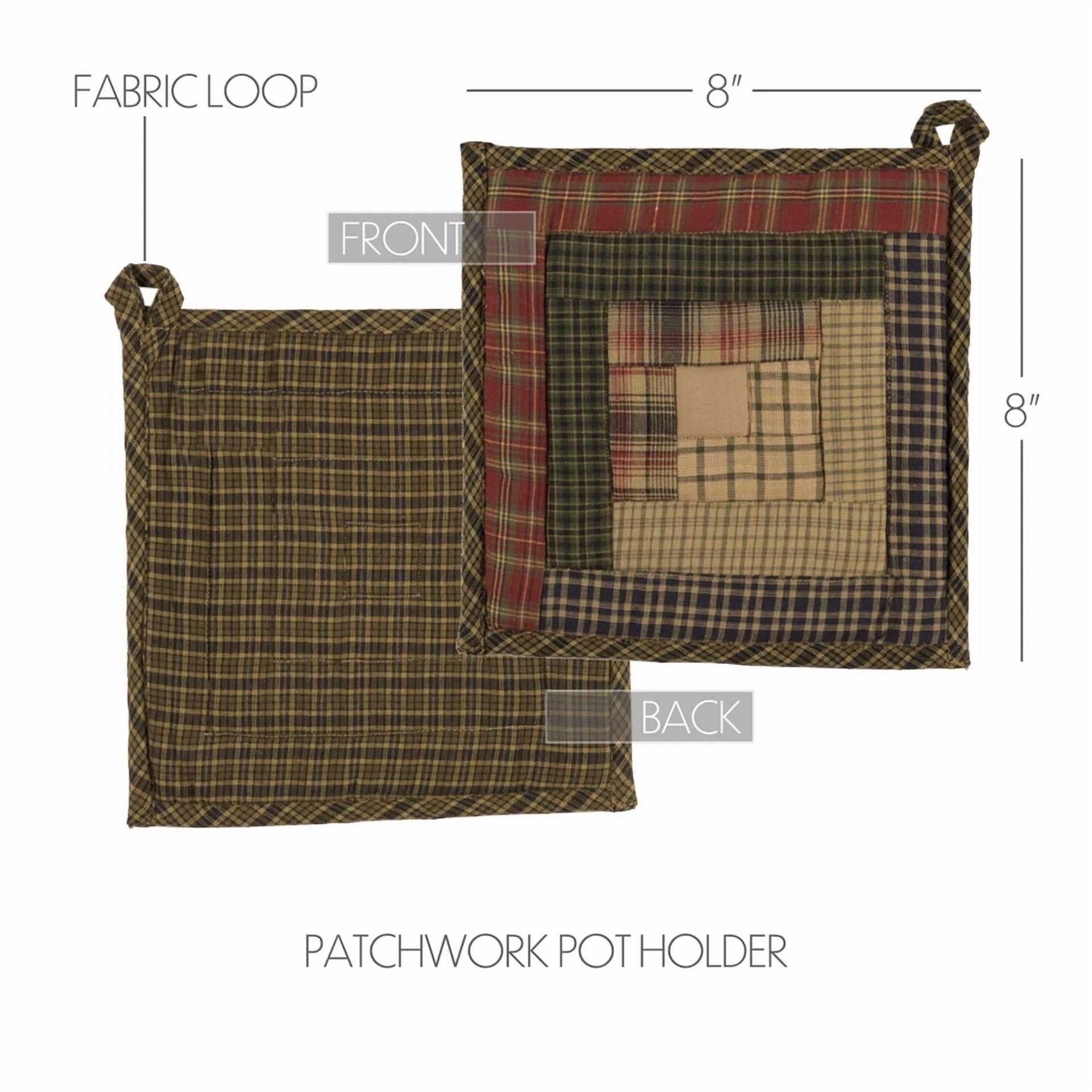 Vhc Brands Pot Holder Tea Cabin Rustic 8X8 Quilted Patchwork Kitchen Table Decor