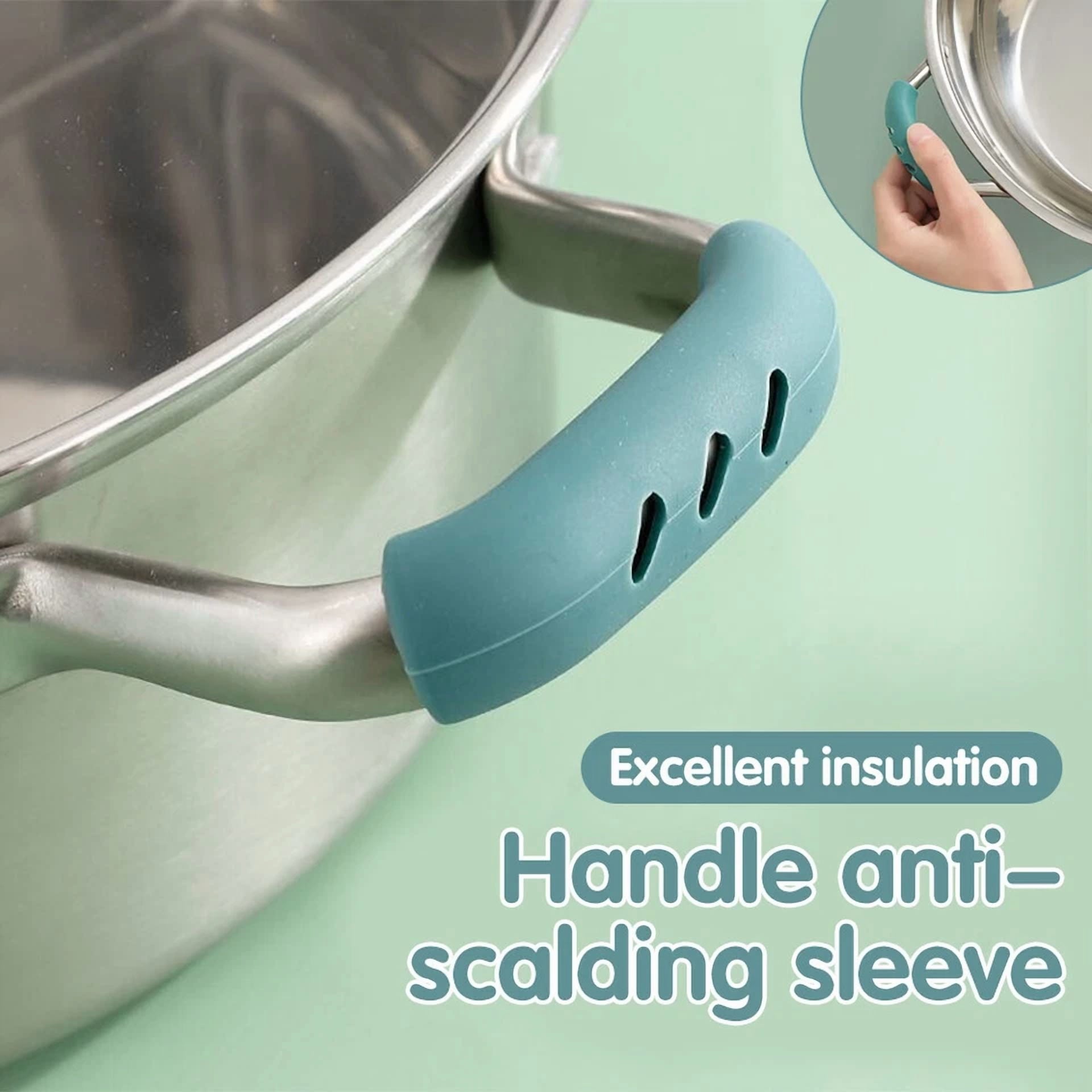 8Pcs Silicone Hot Handle Holder Kitchen Heat Resistant Fry Pan Sleeve Potholder