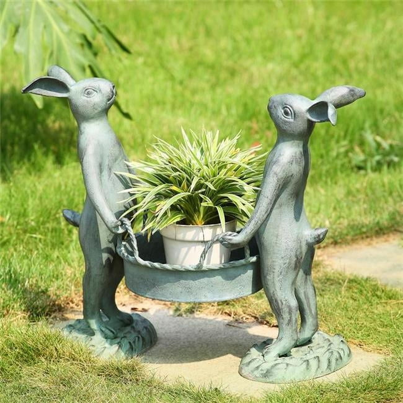 Bunny Gardeners Verdigris Green Metal Pot Holder