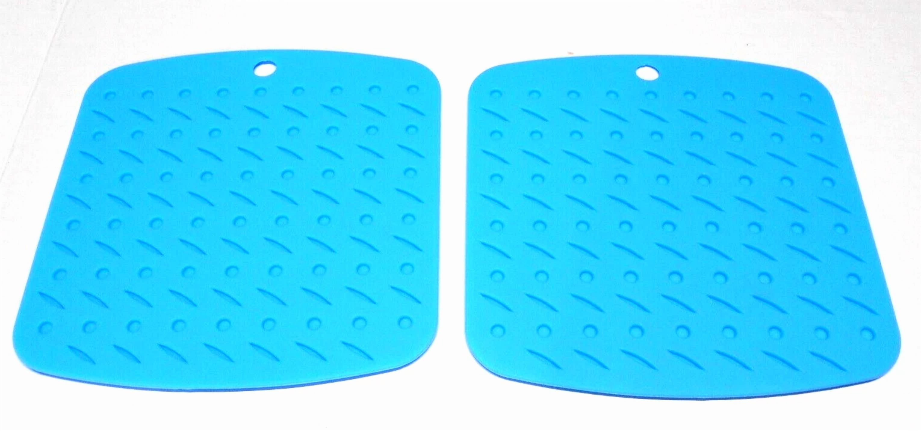 Silicone Pot Holder For Kitchen 7"X7" Multipurpose Heat Resistant 2 Pack Blue