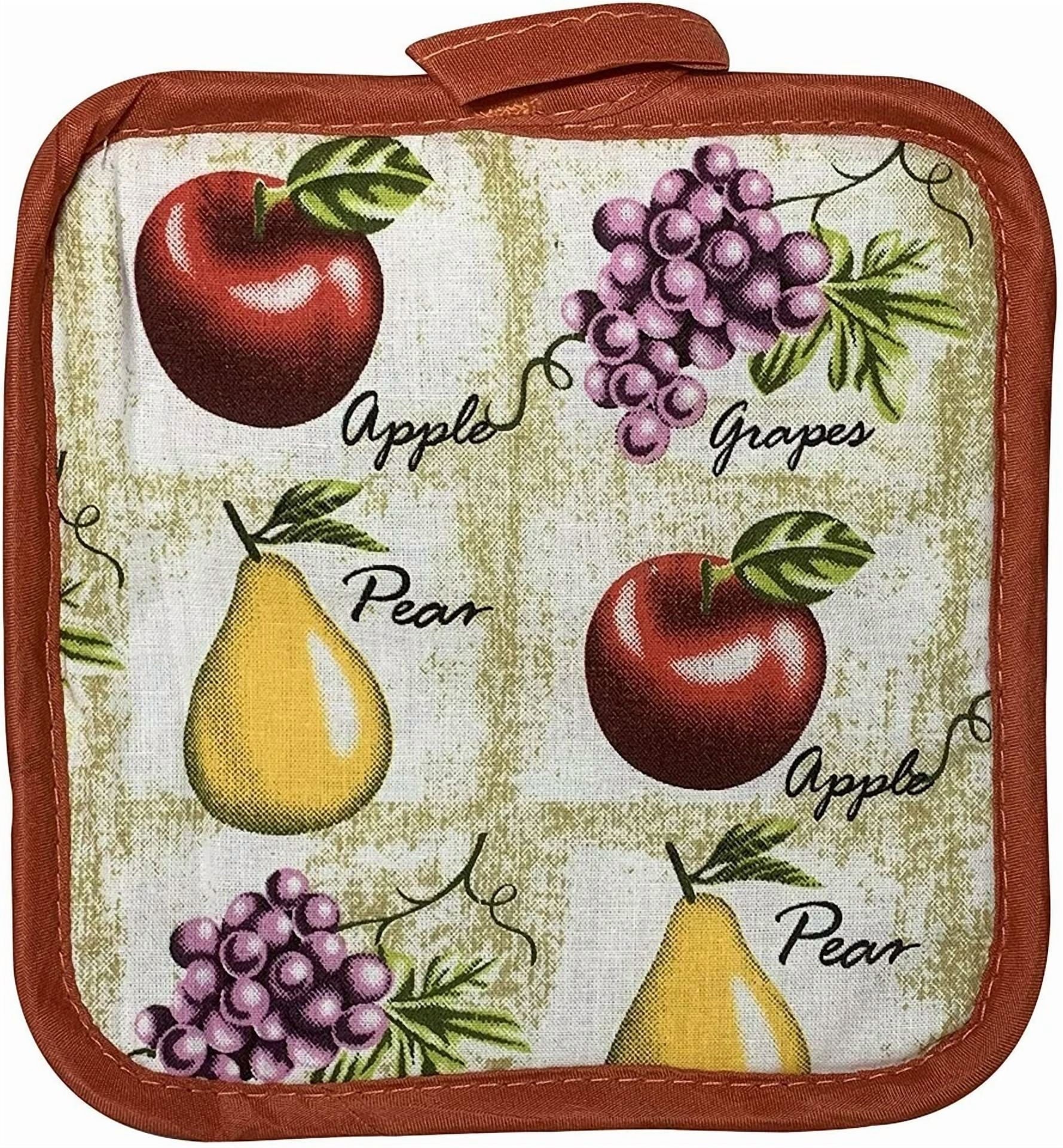 Set Of 4 Pot Holders For Kitchen - Fruit - 7 X 7 Inches